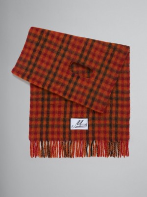 Marni Alpaca And Mohair Check Scarf ανοιχτο πορτοκαλι | GRDFL72843