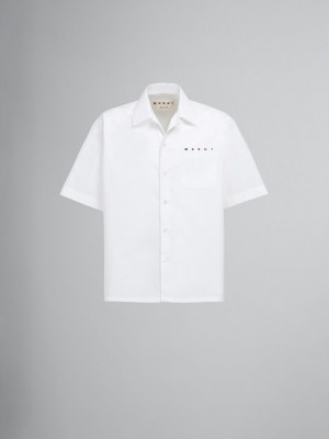 Marni Bowling Shirt Yarn-dyed Poplin ασπρα | UGRND94491