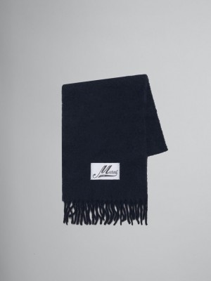 Marni Brushed Alpaca Scarf With Fringes σκουρο μπλε | BGRSD13965