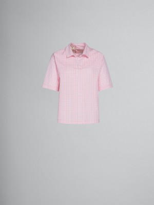 Marni Checked Blouse With Back Polo Opening ροζ | GRDYB34050