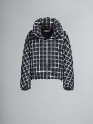 Marni Checked Oversized Down Jacket μαυρα | GRZPD91477