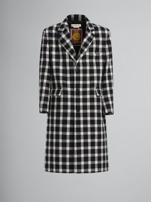 Marni Checked Μαλλί Coat μαυρα | GRQCS10164