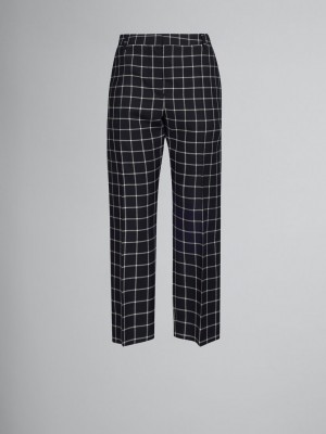 Marni Checked Μαλλί Trousers μαυρα | GRQCS74204