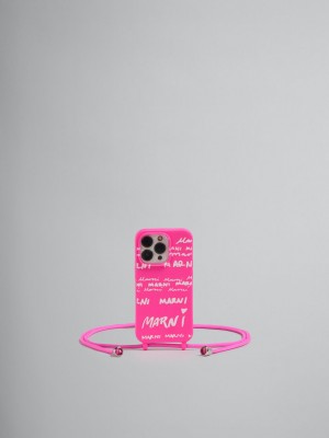 Marni Gummy Iphone Cover With Neck λουρακια φουξια | QGRUV15288