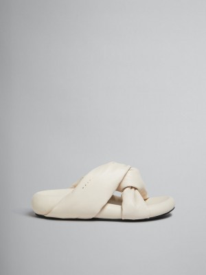 Marni Ivory Twisted δερματινα Bubble Sandal ασπρα | DGRVO18573