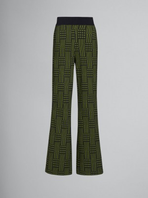 Marni Jersey Trousers With Checks And Stripes πρασινο | EGRHC76836