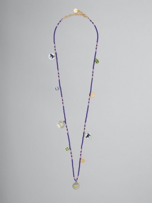 Marni Micro-bead Necklace With Disc Charms μωβ | QGRWA97065