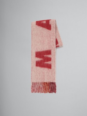 Marni Mohair And Μαλλί Scarf With Maxi Logo ροζ | BGRSD35688