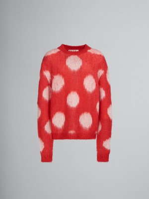 Marni Mohair Jumper With Maxi Polka Dots κοκκινα | GREAH88151