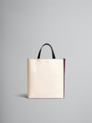 Marni Museo Soft Small Bag δερματινα ασπρα μωβ | GRJZR81853