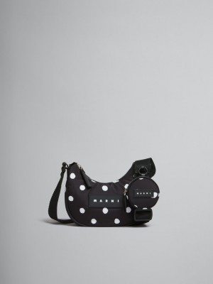 Marni Polka-dot νάιλον Puff Hobo Small Bag μαυρα | GRQAV38073