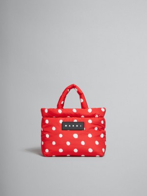 Marni Polka-dot νάιλον Puff Mini Tote Bag κοκκινα | GGRUC85659