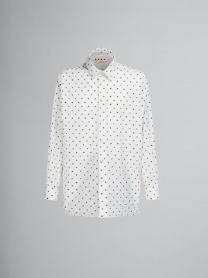 Marni Poplin Long-sleeved Shirt With Polka Dots ασπρα | MGRHR84958