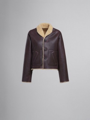 Marni Reversible Burgundy Shearling Jacket μπορντο | GRCIF46602