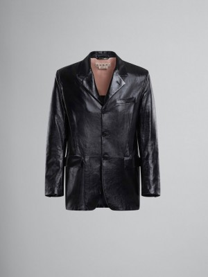 Marni Single-breasted Blazer Ultralight Naplak δερματινα μαυρα | TGRPQ84678