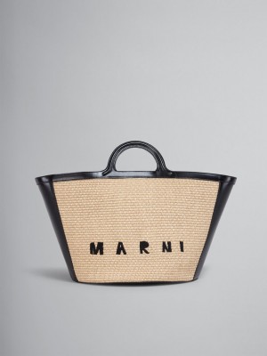 Marni Tropicalia Large Bag δερματινα And Raffia μαυρα | GRICD89193