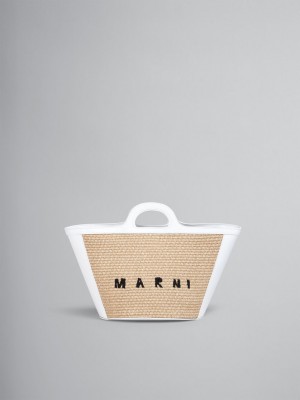 Marni Tropicalia Small Bag δερματινα And Raffia ασπρα | ZGRNQ28688