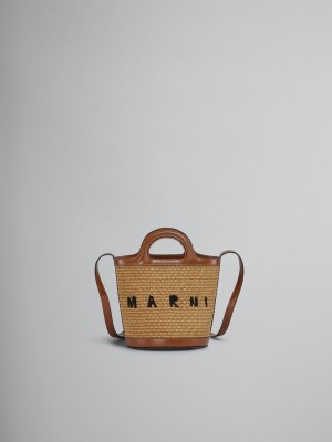 Marni Tropicalia Small Bucket Bag δερματινα And Raffia καφε | GGREC74806