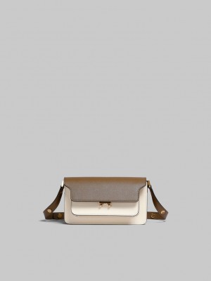 Marni Trunk Bag E/W δερματινα καφε ασπρα πορτοκαλι | YGRVQ62149