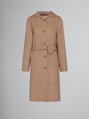 Marni Μαλλί Coat With waist Belt Μπεζ | YGRVQ28730