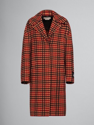 Marni Μαλλί Felt Coat With Wavy Check Pattern πορτοκαλι | GRQCS22358