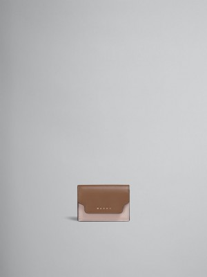 Marni δερματινα Tri-fold Wallet καφε ροζ μπορντο | GRXMI15342