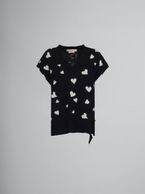 Marni Μαλλί Vest With Bunch Of Hearts Print μαυρα | GRICD58820