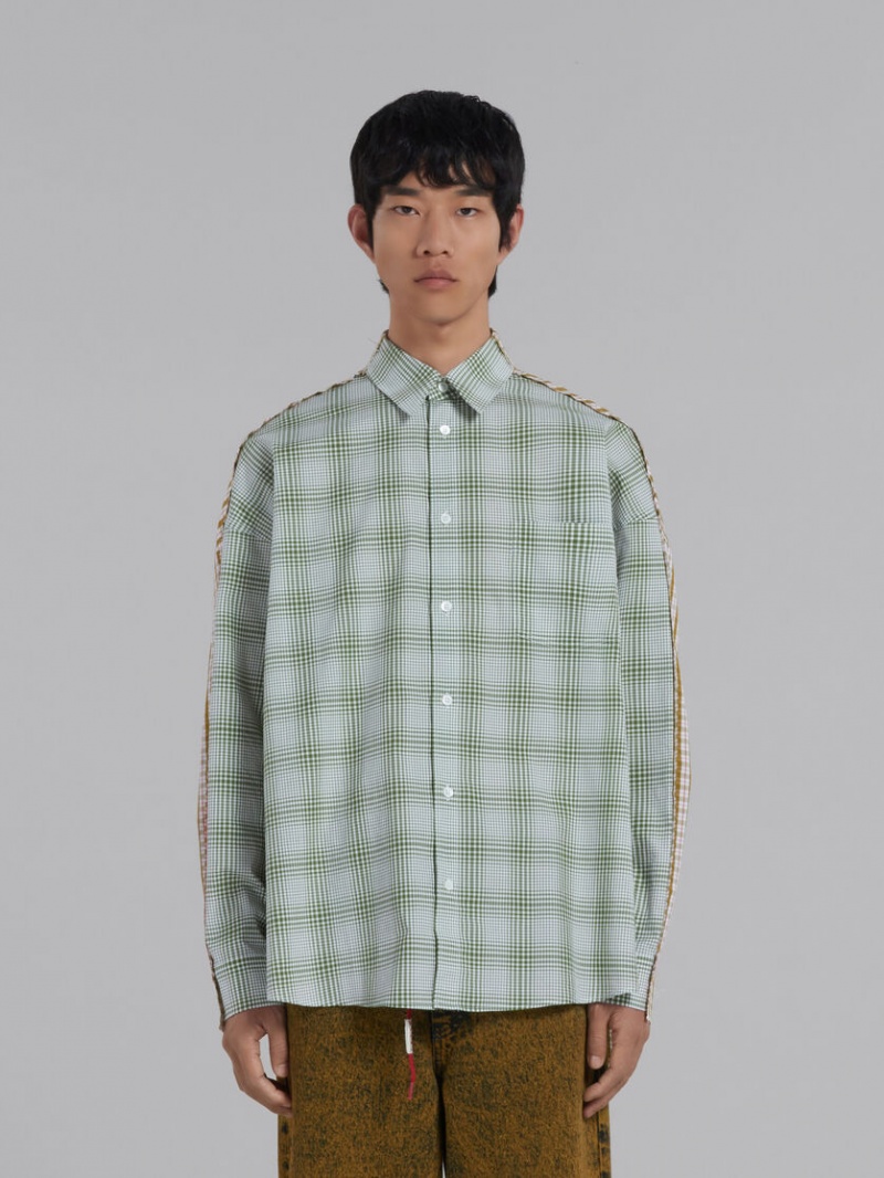 Marni Bio Poplin Shirt With Contrasting Checks πρασινο | GRIIZ63650