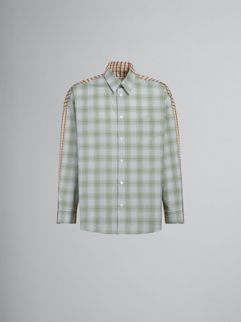 Marni Bio Poplin Shirt With Contrasting Checks πρασινο | GRIIZ63650