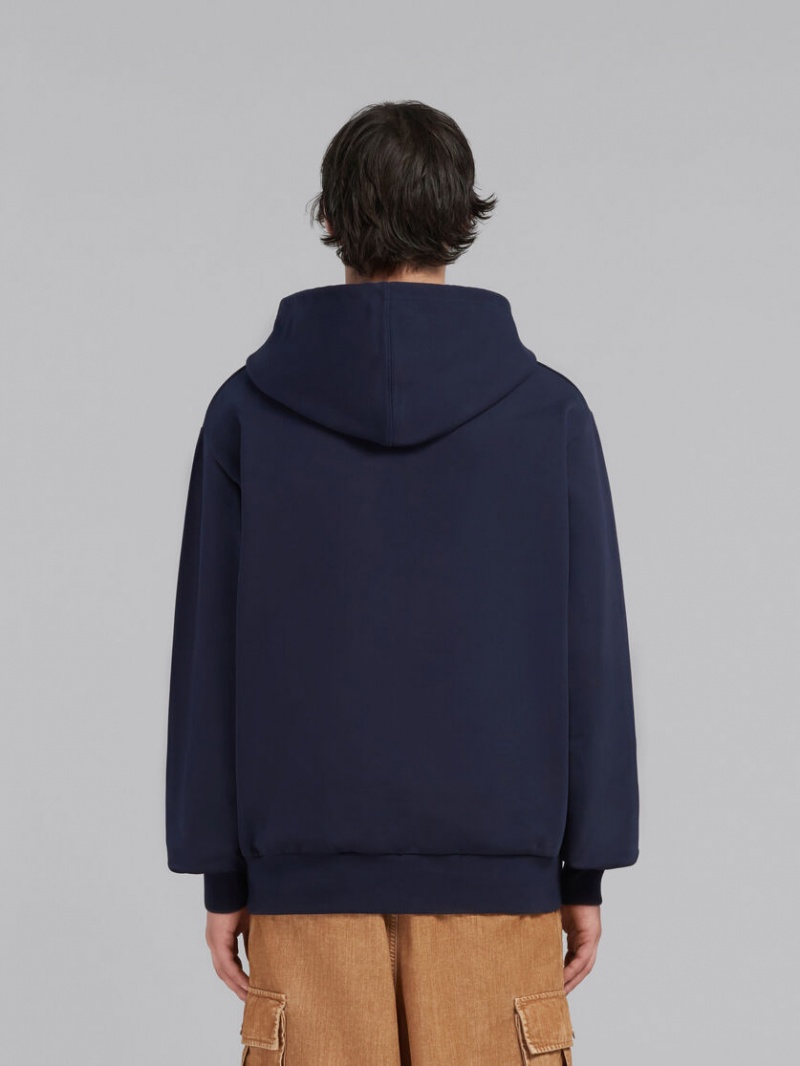 Marni Bio βαμβακερα Hoodie With Marni Print μπλε | EGRHC18961