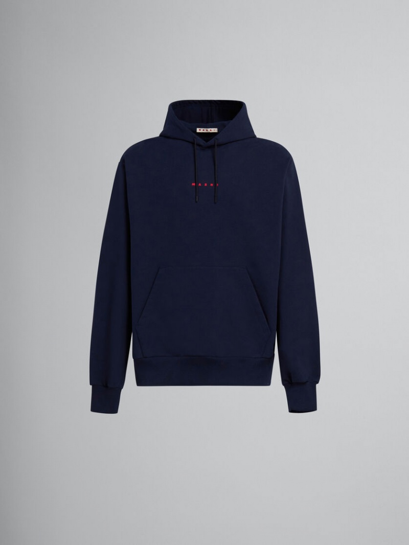 Marni Bio βαμβακερα Hoodie With Marni Print μπλε | EGRHC18961