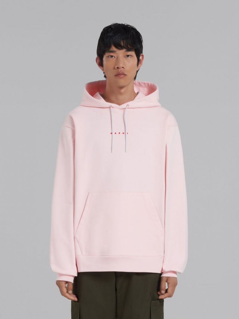 Marni Bio βαμβακερα Hoodie With Marni Print ροζ | GRQCS80586