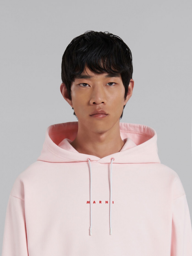 Marni Bio βαμβακερα Hoodie With Marni Print ροζ | GRQCS80586