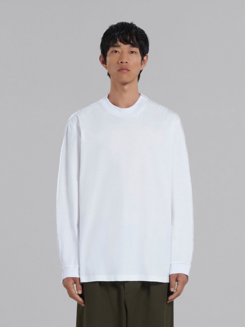 Marni Bio βαμβακερα Long-sleeved T-shirt With Back Yoke ασπρα | MGRFT84782