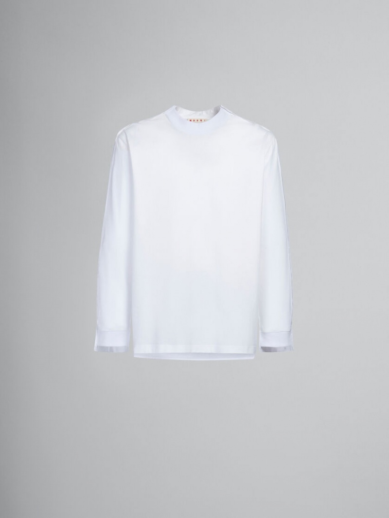 Marni Bio βαμβακερα Long-sleeved T-shirt With Back Yoke ασπρα | MGRFT84782