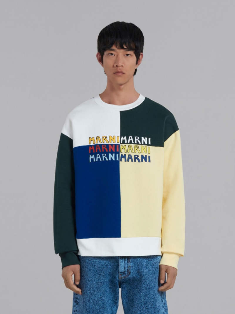 Marni Bio βαμβακερα Sweatshirt With Multi-logo Print Πολύχρωμο | GRXBR13045