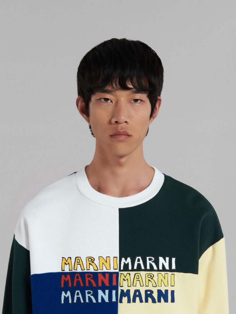 Marni Bio βαμβακερα Sweatshirt With Multi-logo Print Πολύχρωμο | GRXBR13045