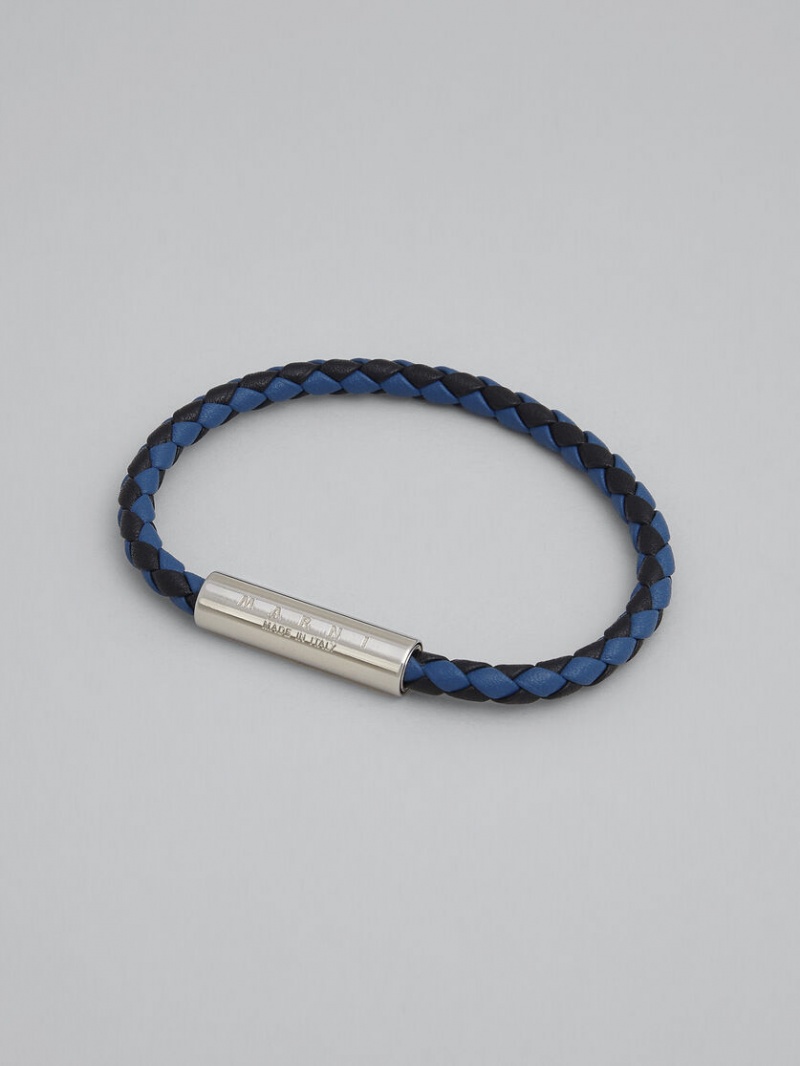 Marni Braided δερματινα Bracelet μαυρα μπλε | GRZPD84256