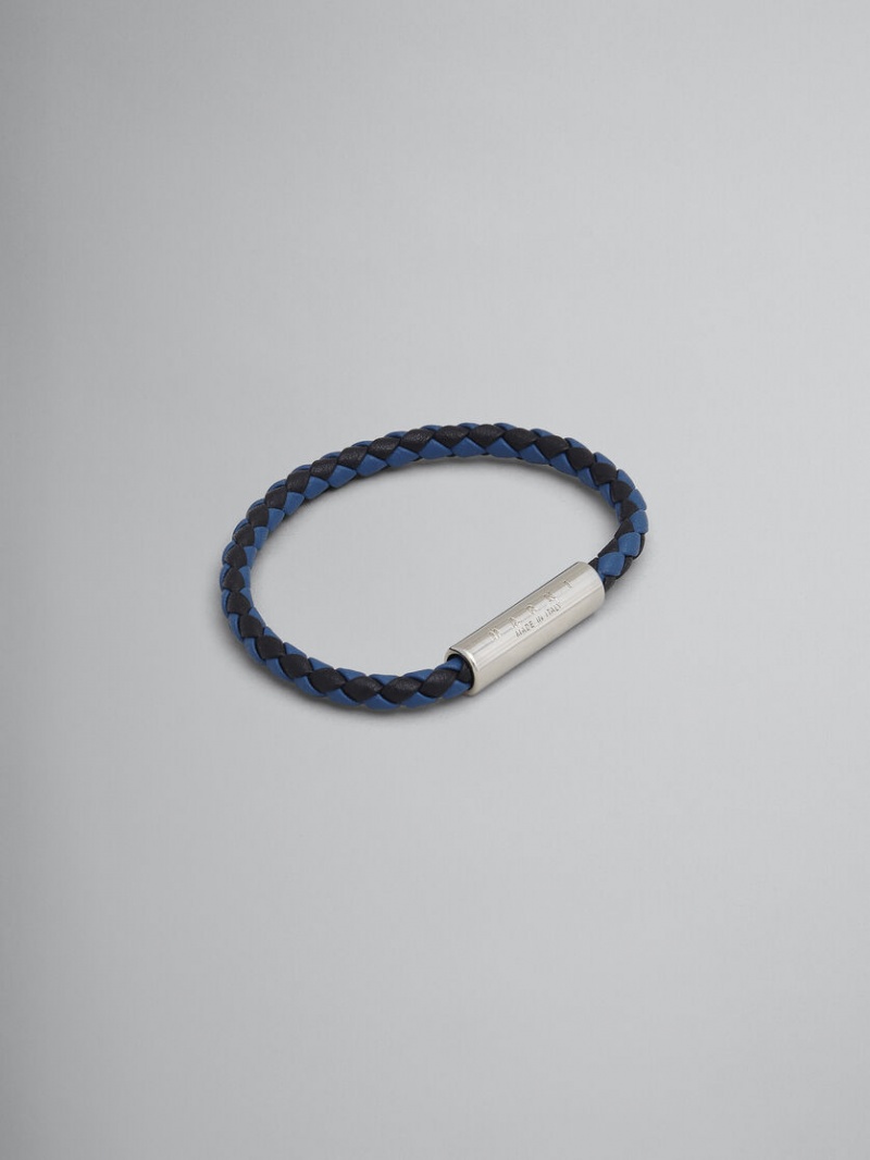 Marni Braided δερματινα Bracelet μαυρα μπλε | GRZPD84256