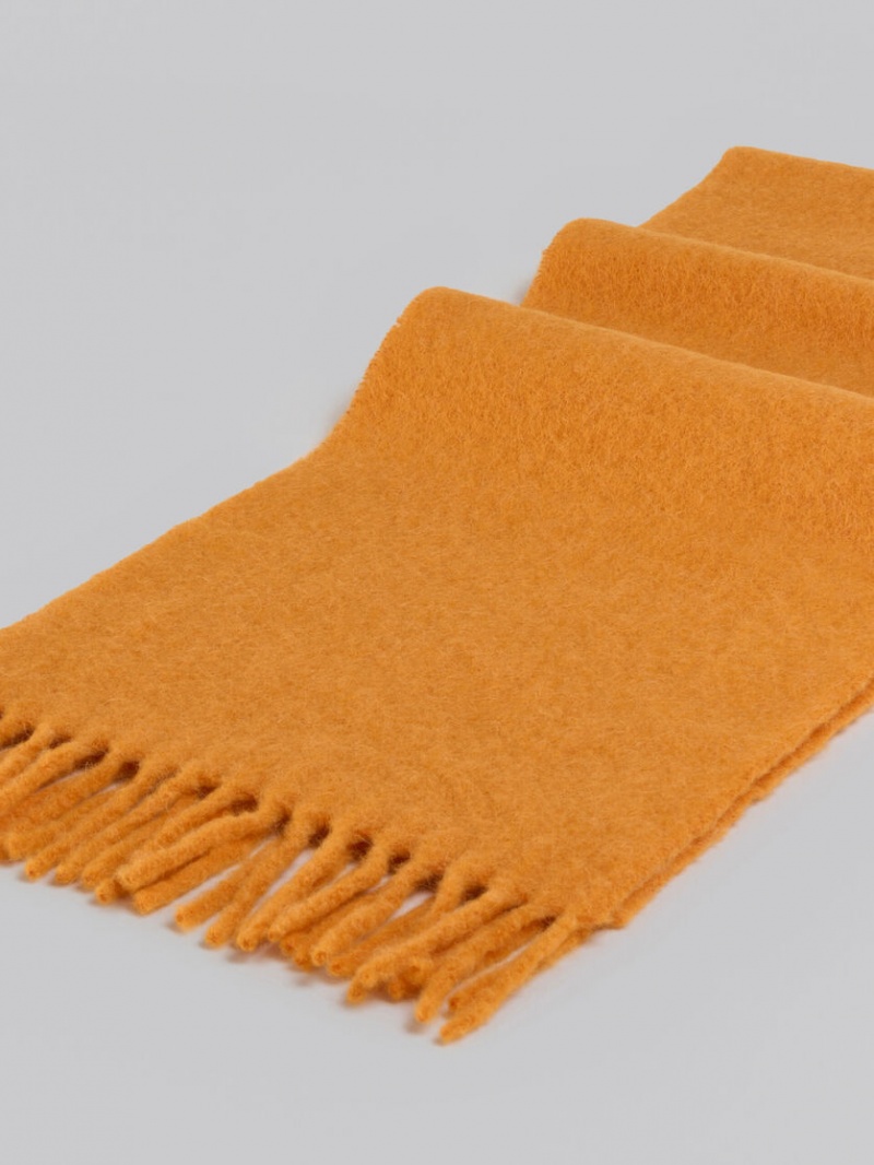 Marni Brushed Alpaca Scarf With Fringes κίτρινα | XGRBH59298