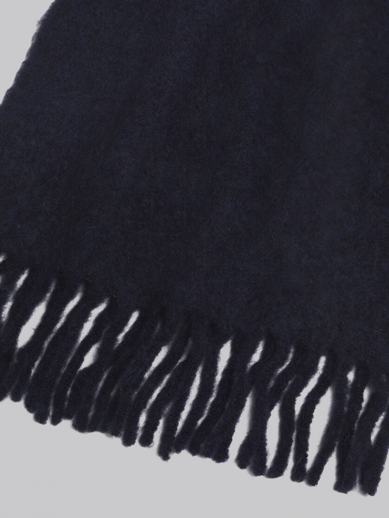 Marni Brushed Alpaca Scarf With Fringes σκουρο μπλε | BGRSD13965