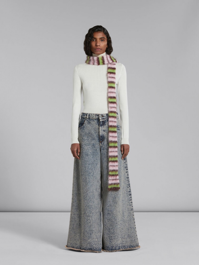 Marni Brushed Mohair And Μαλλί Scarf ροζ πρασινο | ZGRNQ94193