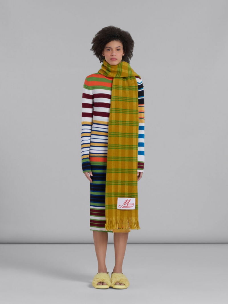 Marni Check Μαλλί Scarf πρασινο | GRCIF50522