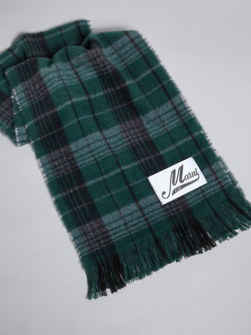 Marni Check Μαλλί Scarf πρασινο | GRJZR63558