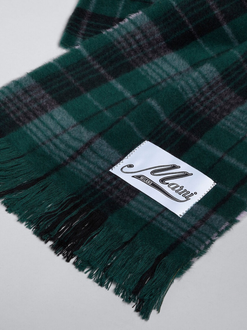 Marni Check Μαλλί Scarf πρασινο | GRJZR63558