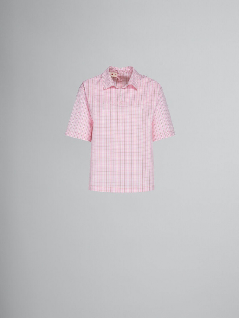 Marni Checked Blouse With Back Polo Opening ροζ | GRDYB34050