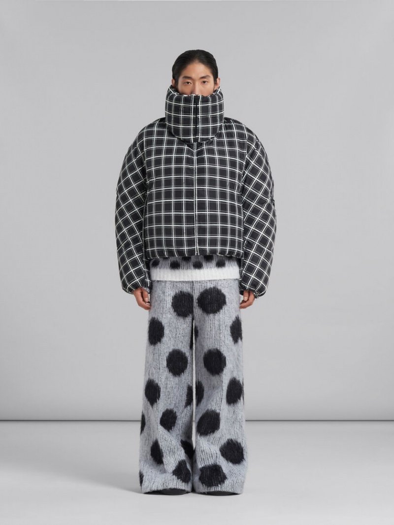 Marni Checked Oversized Down Jacket μαυρα | GRZPD91477