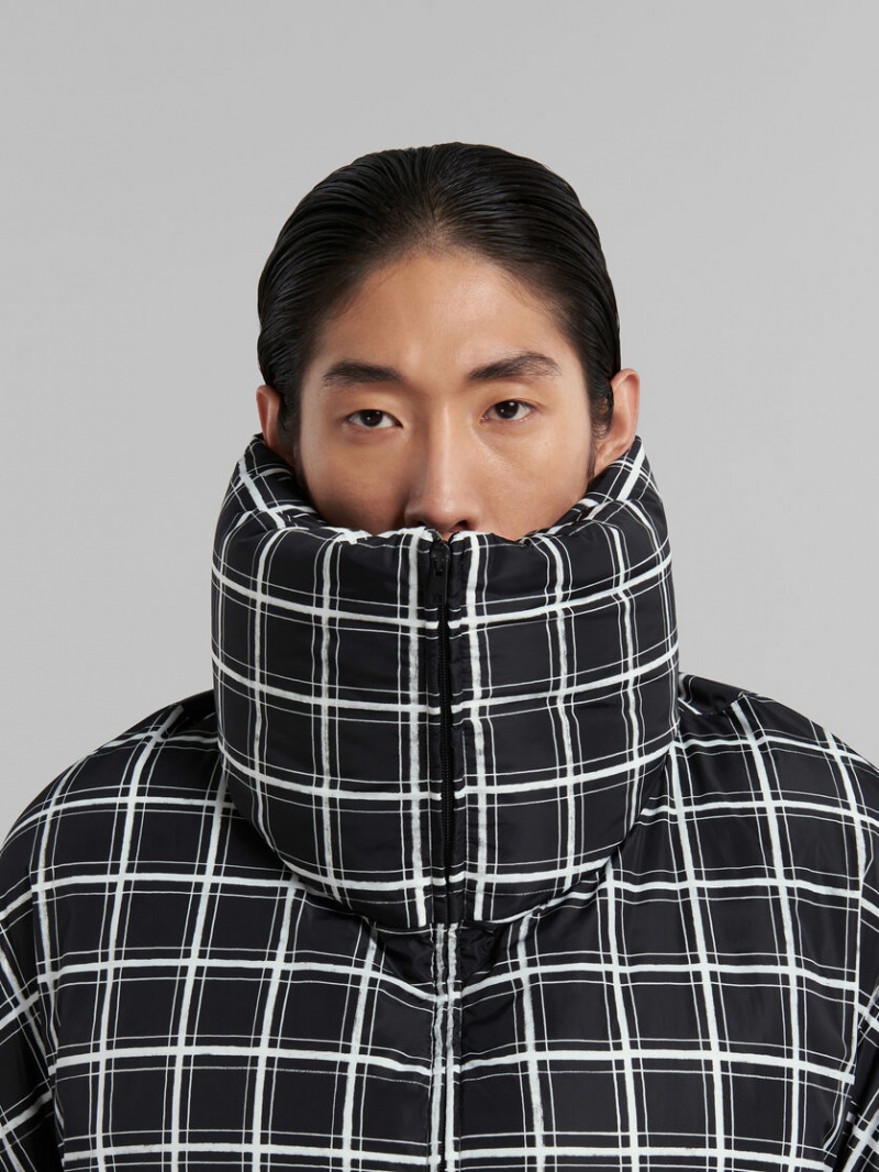 Marni Checked Oversized Down Jacket μαυρα | GRZPD91477