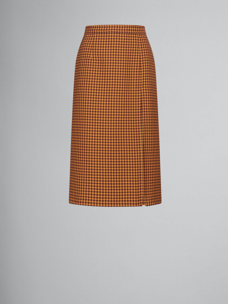 Marni Checked Skirt πορτοκαλι μπορντο | GRQCS69354