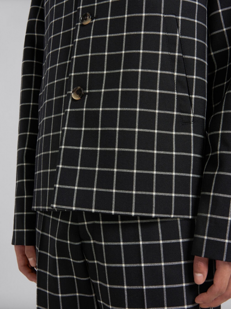 Marni Checked Μαλλί Jacket μαυρα | TGRWZ25039